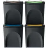 Four stacked recycling bins with different colored lids. Anteprima dell’immagine prodotto