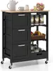 Kücheninselwagen mit Stauraum, Räder, Schwarz, 67 x 37 x 84 Produktbild-Vorschau 1