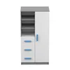 A product shot of a children's bookshelf with drawers and a door. Náhled obrázku produktu