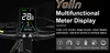 A close-up of an e-bike handlebar with a digital display and marketing text. Produktbild-Vorschau