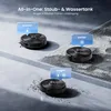 Three robot vacuums are shown in different modes of operation on a textured surface. Produktbild-Vorschau