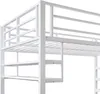 A close-up view of a white metal bunk bed frame, showing the ladder and railing. Náhled obrázku produktu
