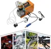 A collage showing a high-pressure air compressor and its applications, including a fire truck, a manufacturing setting, and firearms. Produktbild-Vorschau