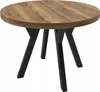 A round wooden table with black legs on a white background. Náhled obrázku produktu