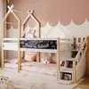 A child's bedroom with a bunk bed, toys, and decorative wallpaper. Produktbild-Vorschau