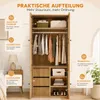 Armadio in rattan, pensile con appendiabiti e cassetti, Anteprima dell’immagine prodotto 5