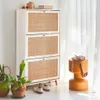 Scarpiera con decoro in canna, 3 ante, Bianco sporco Anteprima dell’immagine prodotto 5
