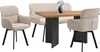 A dining set with two chairs and a bench, featuring a wooden table and upholstered seating. Produktbild-Vorschau
