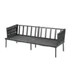 A dark gray outdoor sofa with a slatted back and woven armrests, shown against a white background. Podgląd zdjęcia produktu