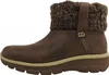 A side view of a brown boot with a knitted cuff. Voir les images du produit