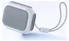 A white and gray charging case for Apple AirPods Pro with a green indicator light and a gray lanyard attached. Produktbild-Vorschau