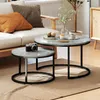 HOMCOM Salontafel, set van 2, rond, stapelbaar, woonkamer, Productafbeelding-voorbeeld 2