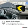 Interior of a truck cabin with a GPS device mounted on the dashboard, showing a navigation arrow. Produktbild-Vorschau