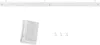 A white curtain rail and a folded fabric panel are shown against a white background. Produktbild-Vorschau