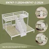A collage of images showing a white bunk bed with stairs and storage, with inset images showing the bed in a room setting. Náhled obrázku produktu