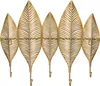 A set of five decorative leaf-shaped wall hooks in a gold finish, arranged horizontally against a white background. Produktbild-Vorschau