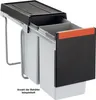 A pull-out waste bin system with two compartments, designed for kitchen cabinets. Voir les images du produit