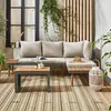 Salotto da giardino in alluminio e acacia,  4 posti, Kaki Anteprima dell’immagine prodotto 6