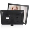 The back and front of a digital photo frame are shown, with a child's face visible on the screen. Podgląd zdjęcia produktu