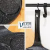A collage of close-up shots of a black frying pan with a speckled granite coating, showing its texture and handle, along with a logo. Anteprima dell’immagine prodotto