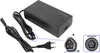 A black power adapter with two cables and a close-up view of the connector. Voir les images du produit