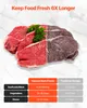 A split image showing fresh meat on the left and preserved meat on the right, with a comparison table below. Produktbild-Vorschau