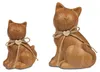 Dekofigur Katze HOLZOPTIK sitzend H. 15cm braun Steingut Produktbild-Vorschau 2