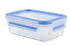 A clear, studio shot of a rectangular food storage container with a blue lid and clasps, set against a white background. Anteprima dell’immagine prodotto