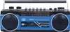 A blue and black portable radio cassette recorder with speakers and controls. Anteprima dell’immagine prodotto