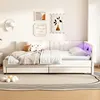 A white daybed with drawers and LED lighting, styled with pillows and blankets, in a bedroom setting. Anteprima dell’immagine prodotto