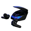 A pair of black wireless earbuds and their charging case are displayed against a white background. Produktbild-Vorschau