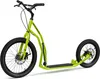 A lime green scooter with large wheels and disc brakes is shown against a white background. Produktbild-Vorschau