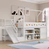 Flieks Etagenbett 90x200cm mit Rutsche, Kinderbett Hausbett Produktbild-Vorschau 2