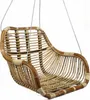 A rattan hanging chair suspended by wires against a white background. Produktbild-Vorschau