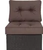 A close-up view of a brown cushion on a dark gray rattan base. Náhled obrázku produktu
