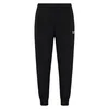 A pair of black sweatpants with a small white logo on the left thigh. Produktbild-Vorschau