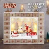 A Christmas advent calendar with a winter scene inside, featuring Santa Claus, a reindeer, and a sleigh. Podgląd zdjęcia produktu