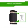 A black LED wall light with a diagram showing a GU10 LED bulb. Podgląd zdjęcia produktu