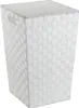 A white woven laundry basket with a lid. Anteprima dell’immagine prodotto