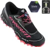 A pair of black and pink Dynafit Feline SL W women's running shoes with Ortholite comfort foam insoles and a product information card. Produktbild-Vorschau