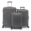 Three gray suitcases of different sizes are arranged diagonally on a white background. Produktbild-Vorschau