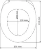 A top-down diagram of a toilet seat with dimensions indicated. Produktbild-Vorschau