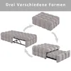 A diagram showing the three different configurations of a sofa bed or ottoman. Produktbild-Vorschau