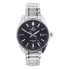 A close-up studio shot of a silver Casio Edifice watch with a black dial, set against a plain white background. Voir les images du produit