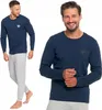 Klassischer Herren-Pyjama mit langen Ärmeln und glatter Produktbild-Vorschau 1