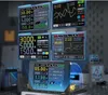 Multiple digital displays showing power supply data and graphs. Náhled obrázku produktu