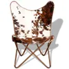 Fauteuil Butterfly brun et blanc Véritable peau de vache Voir les images du produit 7