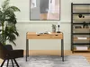 A modern home office setup with a desk, chair, plant, and bookshelf. Produktbild-Vorschau