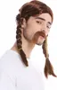 WIG ME UP Perücke Bart Wikinger Gallier Zöpfe Braun Produktbild-Vorschau 3