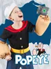 A child dressed as Popeye holding a can of spinach. Produktbild-Vorschau